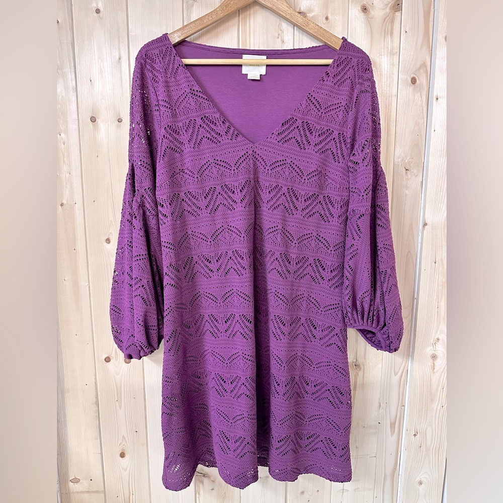 Anthropologie Maeve Crochet Dress Size S, Boho, Balloon Sleeve, Festival, Purple